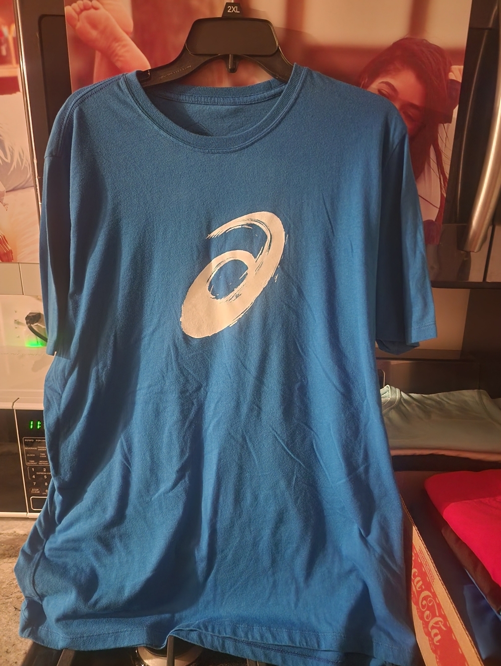 Asics Blue T-Shirt with White Swirl Logo